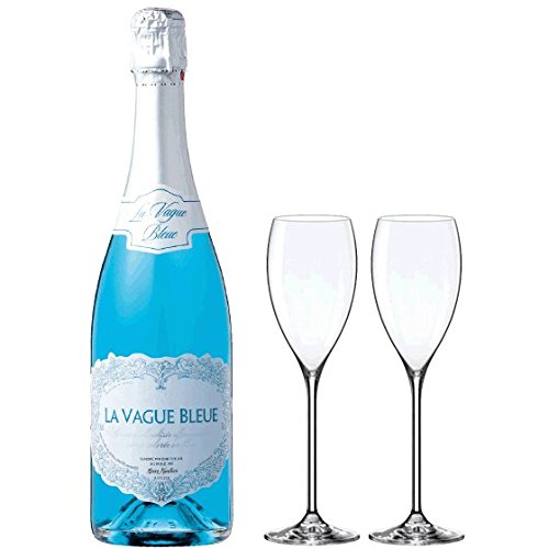 幸せを呼ぶ青いスパークリングワイン ラ・ヴァーグ・ブルー スパークリング ペアシャンパングラス付きセット (La Vague Bleue)